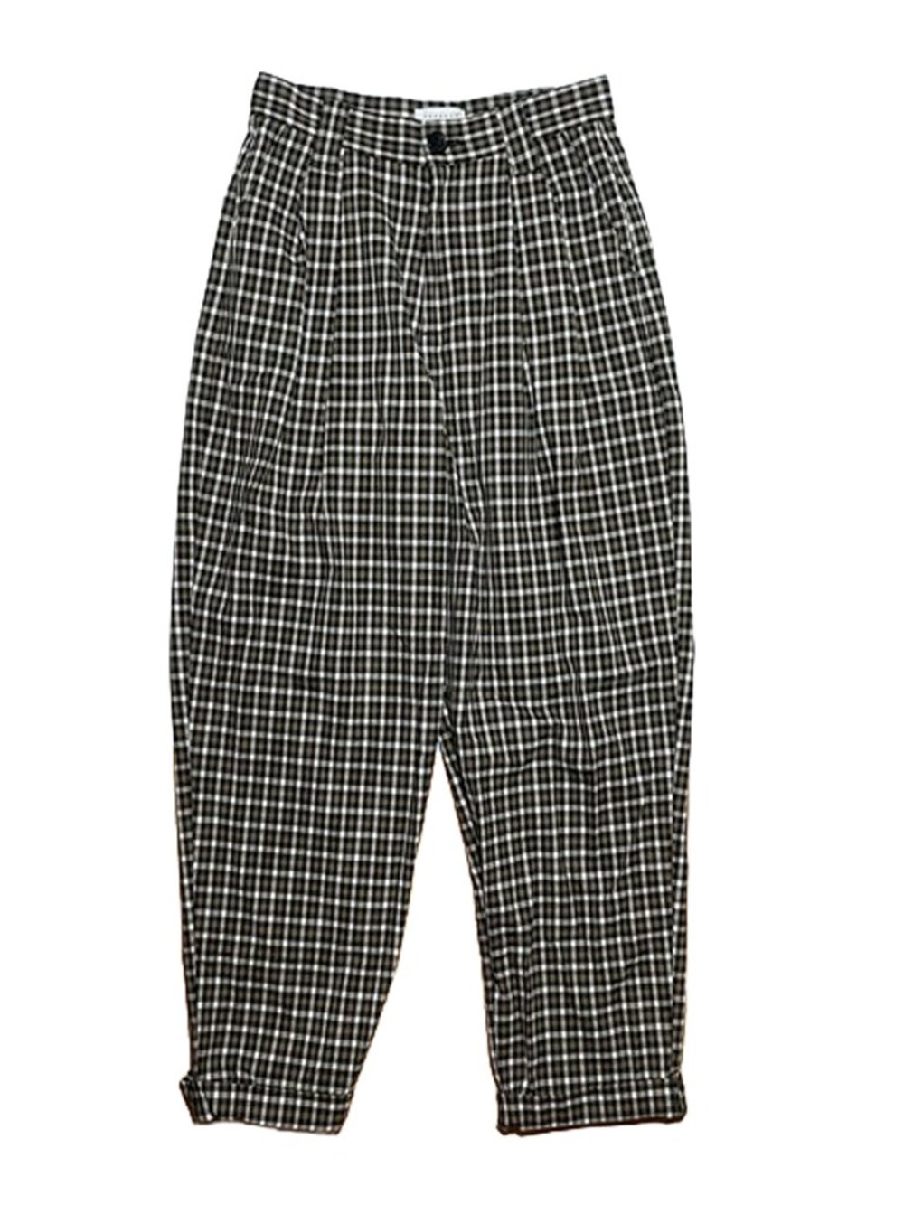Topshop High-Waisted Pleated Plaid Tapered Trousers